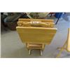 Image 3 : 4 Solid Wood Snack Tables - Folding with Holder