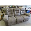 Image 1 : Microsuede Grey Cloth Couch 85" Wide - Reclines at Both Ends
