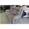 Image 2 : Microsuede Grey Cloth Couch 85" Wide - Reclines at Both Ends