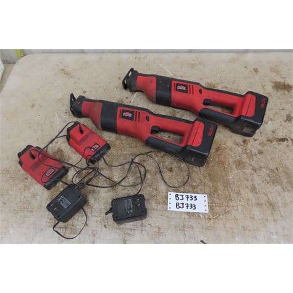 2 Jobmate 18V Reciprocating Saws with Batteries + Charger