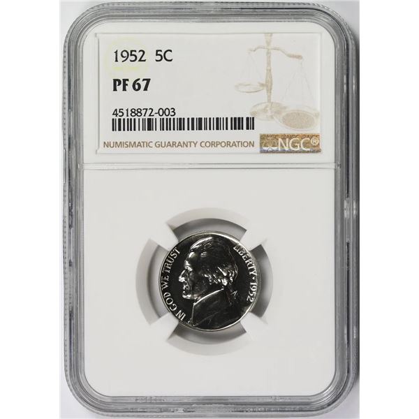 1952 JEFFERSON NICKEL NGC PF 67