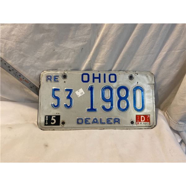 Ohio dealer license plate