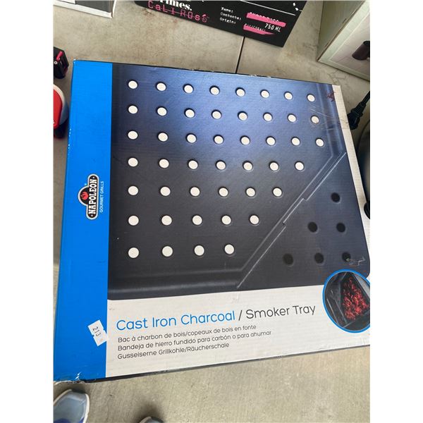 Cast iron charcoal smoker tray
