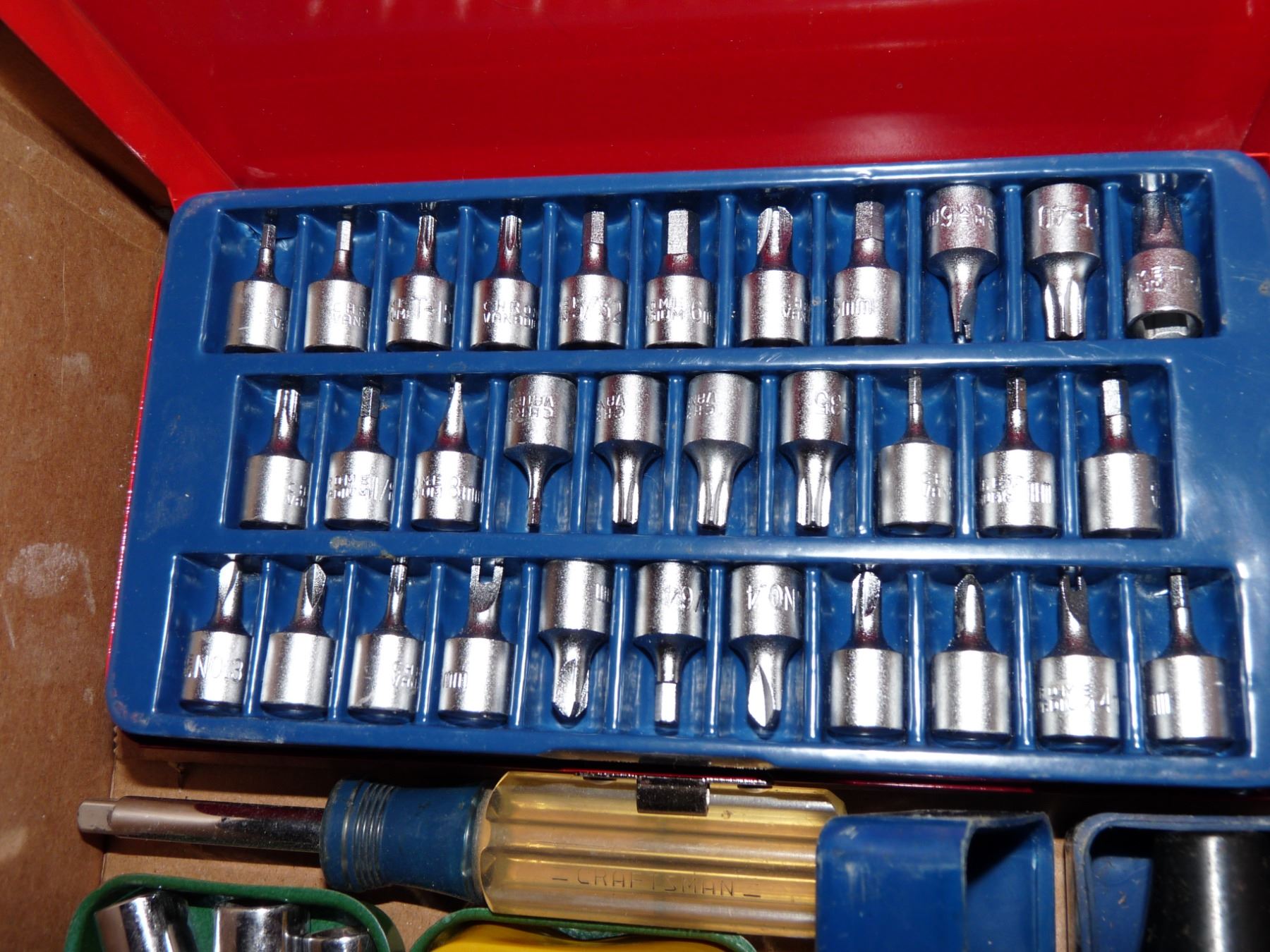 Box of quarter inch drive sockets etc and impact driver
