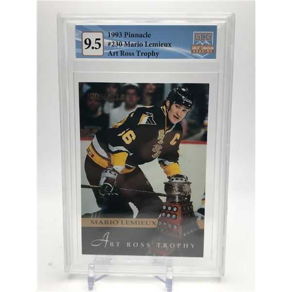 1993 PINNACLE MO.230 MARIO LEMIEUX ART ROSS TROPHY GCG GRADED 9.5