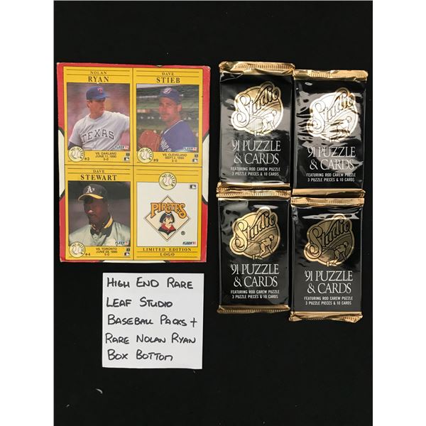 1991 STUDIO PUZZLA AND CARD PACKS RARE NOLAN RYAN BOX BUTTON