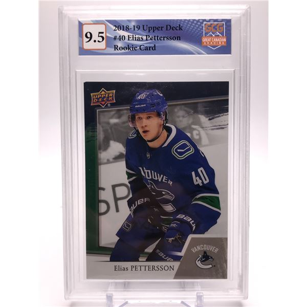 2018-19 UPPER DECK NO.40 ELIAS PETTERSSON ROOKIE CARD GCG GRADED 9.5