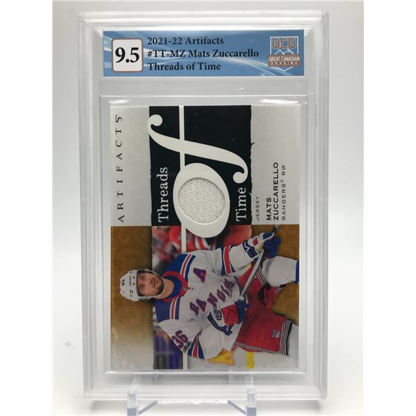 2021-22 ARTIFACTS NO.TT-MZ MATS ZUCCARELLO THREADS OF TIME GCG GRADED 9.5