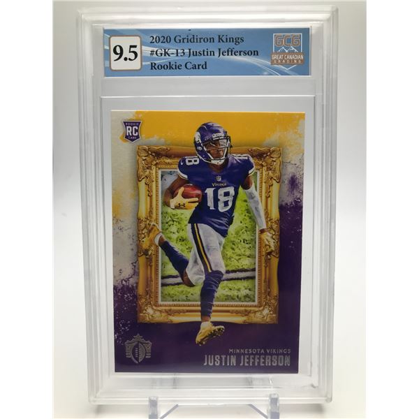 2020 GRIDIRON KINGS NO.GK-13 JUSTON JEFFERSON ROOKIE CARD GCG GRADED 9.5