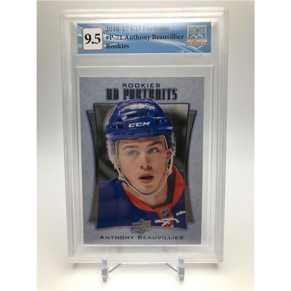 2016-17 UD PORTRAITS NO.P-71 ANTHONY BEAUVILLIER ROOKIES GCG GRADED 9.5