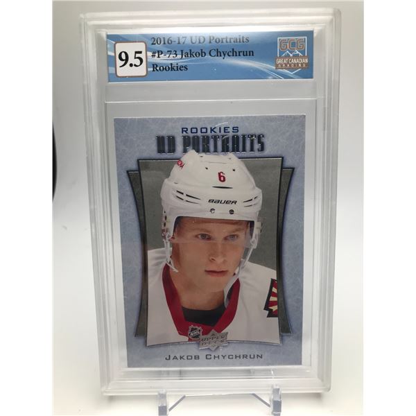 2016-17 UD PORTRAITS NO.P-73 JAKB CHYCHRUN ROOKIES GCG GRADED 9.5