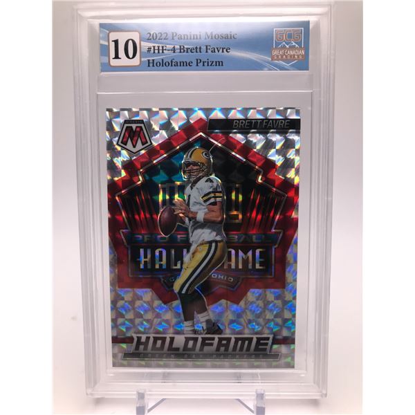 2022 PANINI MOSAIC NO.HF-4 BRETT FARVE HOLOFAME PRIZM GCG GRADED 10