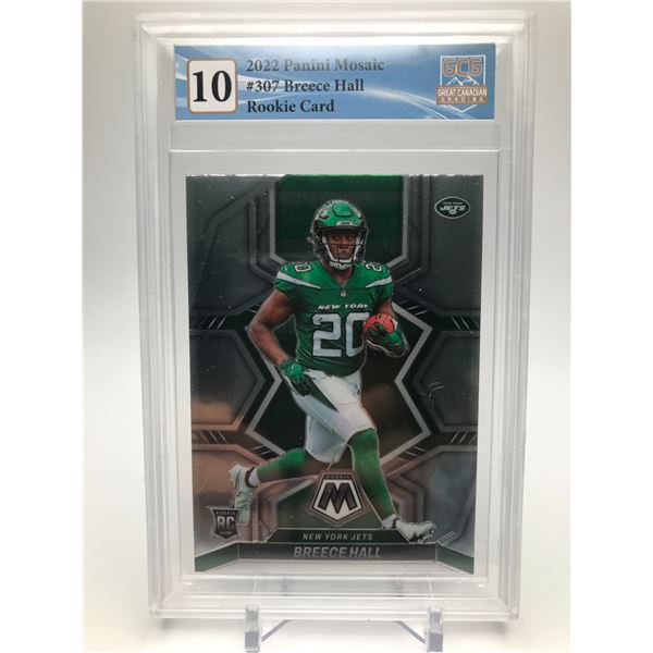 2022 PANINI MOSAIC NO.307 BREECE HALL ROOKIE CARD GCG GRADED 10