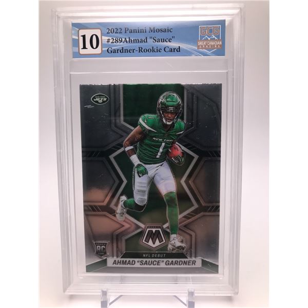 2022 PNINI MOSAIC NO.289 AHMED  SAUCE  GARDNER ROOKIE CARD GCG GRADED 10