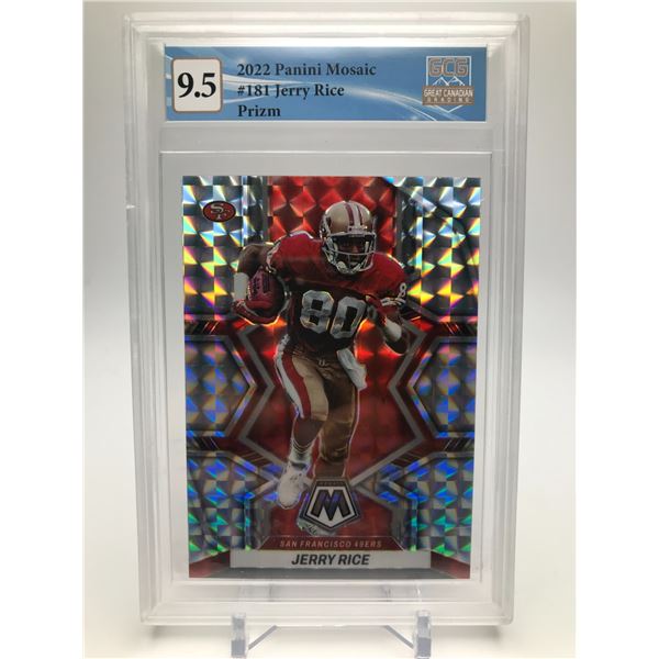 2022 PANINI MOSAIC NO.181 JERRY RICE PRIZM GCG GRADED 9.5