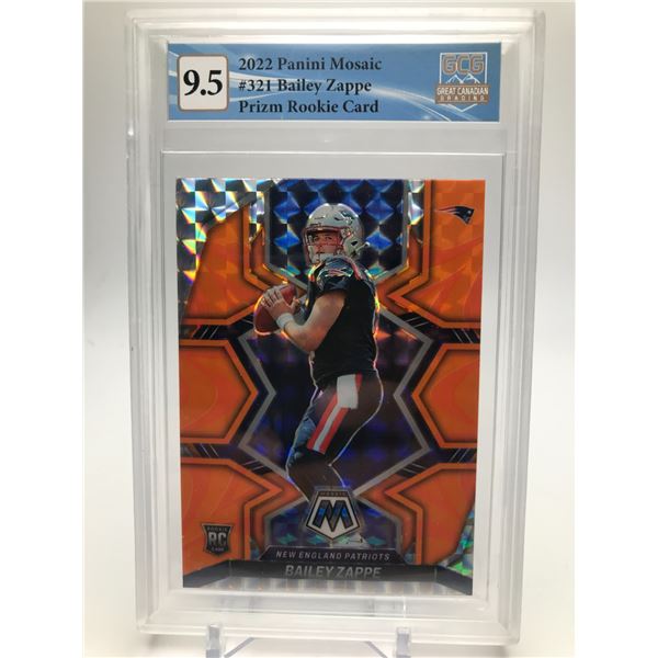 2022 PANINI MOSAIC NO.321 BAILEY ZAPPE PRIZM ROOKIE CARD GCG GRADED 9.5