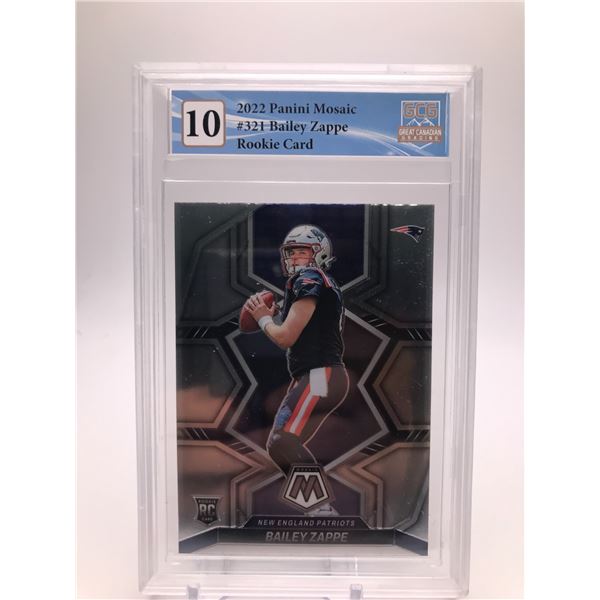 2022 PANINI MOSAIC NO.321 BAILEY ZAPPE PRIZM ROOKIE CARD GCG GRADED 10