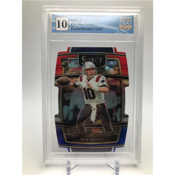 2021 PANINI SELECT NO.51 MAC JONES PRIZM ROOKIE CARD GCG GRADED 10