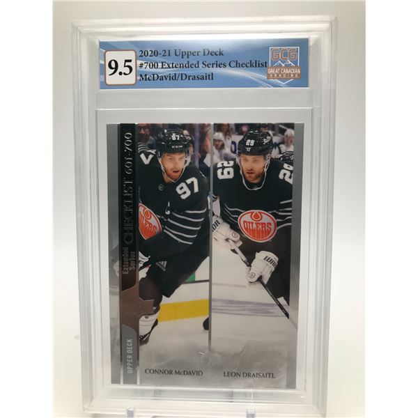 2020-21 UPPER DECK NO.700 EXTENDED SERIES CHECKLIST MCDAVID/DRASAITL GCG GRADED 9.5