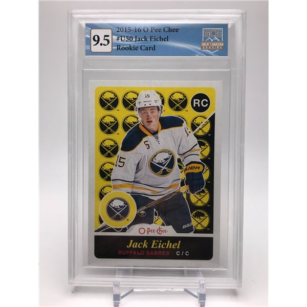 2015-15 O-PEE CHEE NO.UD JACK EICHEL ROOKIE CARD GCG GRADED 9.5