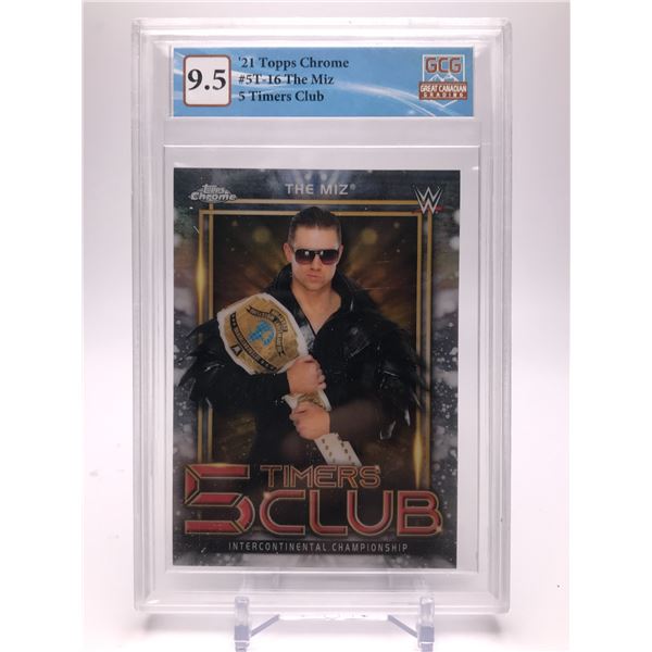 21 TOPPS CHROME NO.5T-16 THE MIZ 5 TIMERS CLUB GCG GRADED 9,5