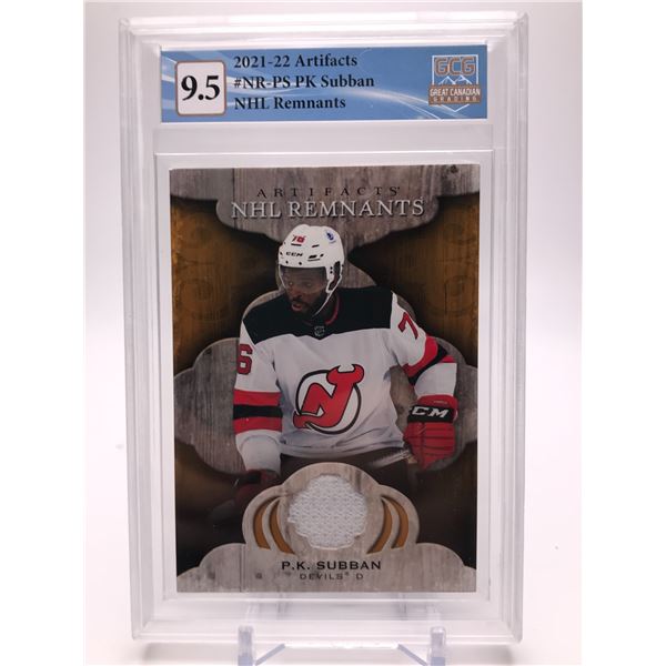 2021-22 ARTIFACTS NO.NR-PS PK SUBBAN NHL REMNANTS GCG GRADED 9.5