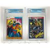 Image 1 : LOT OF 2 GRADED MARVEL UNIVERSE CARDS (QUASARS QUANTUM BANDS/ POWERMAN)