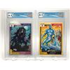 Image 1 : LOT OF 2 GRADED MARVEL UNIVERSE CARDS (BLACKOUT/ICEMAN)