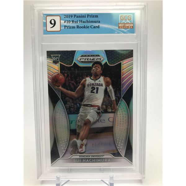 2019 PANINI PRIZM RUI HACHIMURA NO. 10 PRIZM ROOKIE CARD (GCG 9)