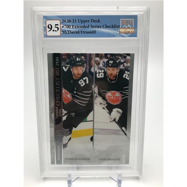 2020-21 UPPER DECK EXTENDED SERIES CHECKLIST NO. 700 MCDAVID/DRASAITL (GCG 9.5)