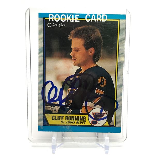 1989-90 OPC CLIFF RONNING SIGNED ROOKIE CARD