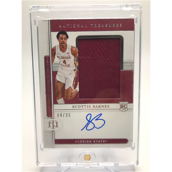 2021 PANINI NATIONAL TREASURES SCOTTIE BARNES ROOKIE PATCH AUTO 4/35