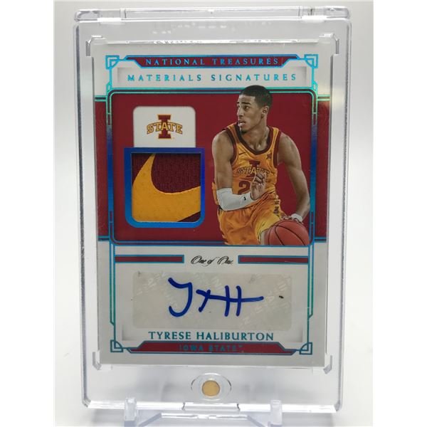 2021 PANINI NATIONAL TREASURES TYRESE HALIBURTON PATCH AUTO 1 OF 1