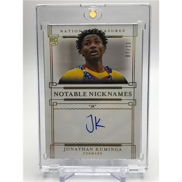 2021 PANINI NATIONAL TREASURES NOTABLE NICKNAMES JONATHAN KUMINGA RC AUTO 7/10