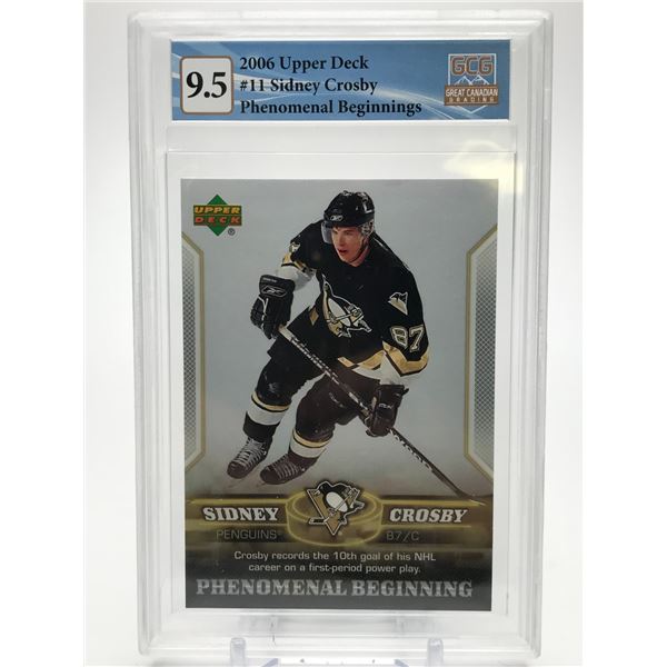 2006 UPPER DECK SIDNEY CROSBY PHENOMINAL BEGINNINGS RC (GCG 9.5)