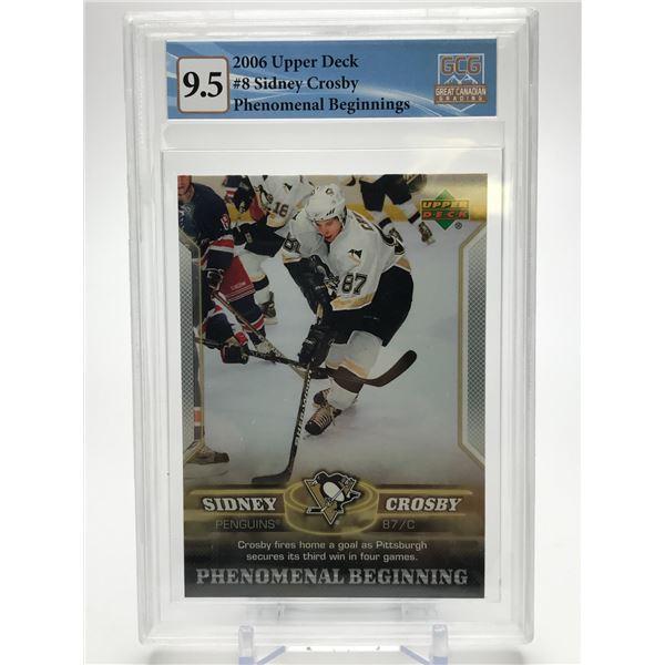 2006 UPPER DECK SIDNEY CROSBY PHENOMINAL BEGINNINGS RC (GCG 9.5)