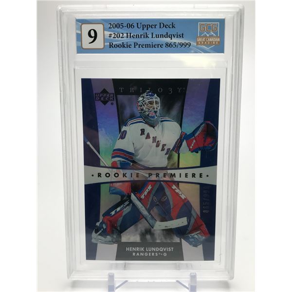 2005-06 UPPER DECK HENRIK LUNDQVIST ROOKIE PREMIERE 865/999