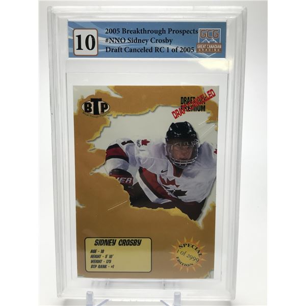 2005 BREAKTHROUGH PROSPECTS SIDNEY CROSBY DRAFT PREMIUM 1 OF 2500 (GCG 10)