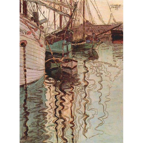 Egon Schiele - Sailboats In Wellenbewegtem Water (The Port Of Trieste)