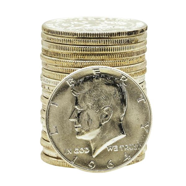 Roll of (20) Brilliant Uncirculated 1964 Kennedy Half Dollar Coins
