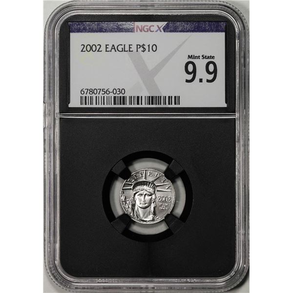 2002 $10 Platinum American Eagle Coin NGCX Mint State 9.9