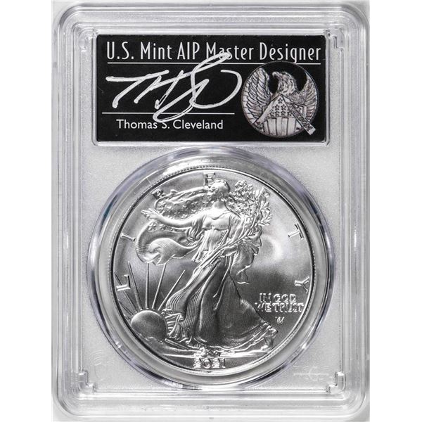 2021 Type 2 $1 American Silver Eagle Coin PCGS MS70 Cleveland Signature FDOI