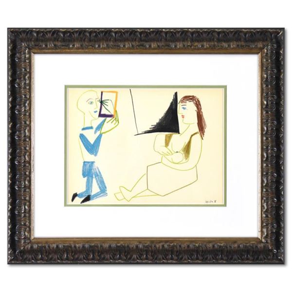 After Picasso (1881-1973) "La Comedie Humaine 29.1.54.V" Print Lithograph On Paper