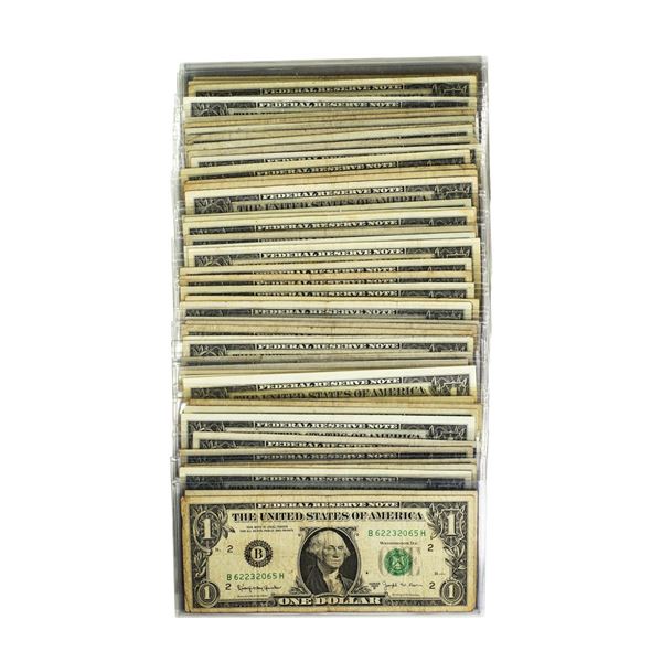 Lot of (50) Barr 1963B $1 Federal Reserve Notes