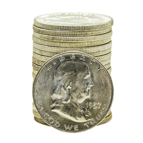 Roll of (20) Brilliant Uncirculated 1957-D Franklin Half Dollar Coins