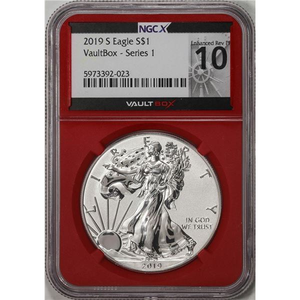 2019-S $1 American Silver Eagle Coin NGCX Enhanced Reverse Proof 10 VaultBox Series 1