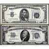 Image 1 : Lot of 1934D $5 & 1934 $10 Silver Certificate Notes