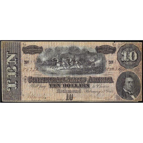 1864 $10 Confederate States of America Note