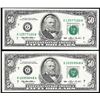 Image 1 : Lot of (2) 1993 $50 Federal Reserve Notes Chicago Minor Offset Error