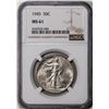 Image 1 : 1945 Walking Liberty Half Dollar Coin NGC MS61